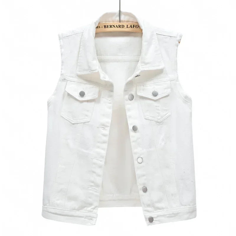 Coats Fashion Clothes Casual Vintage Elegant Sleeveless Denim Vest for Women Jacket Spring Streetwear Women Clothing Autumn