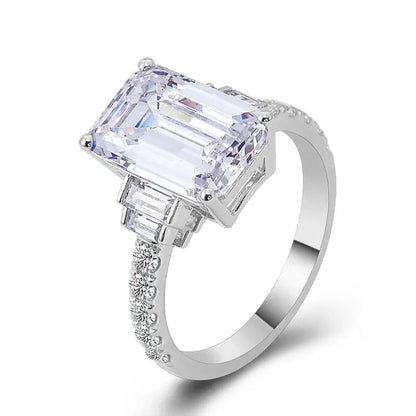 Huitan Luxury Wedding Bands Women Fashion Eternity Proposal Ring for Female Gorgeous Silver Color Shiny Zirconia Accessories