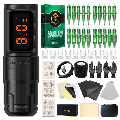 Ambition Bolt-X Kit Tattoo Machine Pen Set Wireless Power Supply Battery 1600mAh 10Hours Permanent Makeup Coreless Tattoo Gun