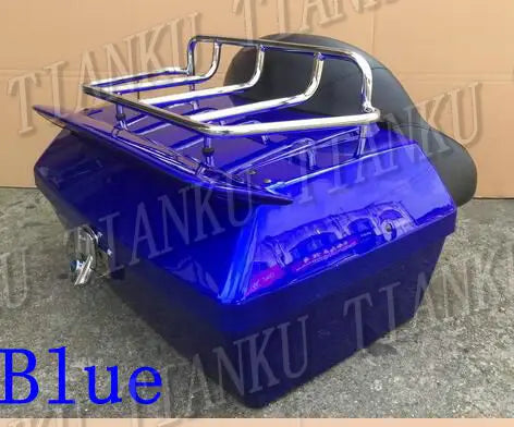 Black Trunk Tail Box Luggage Backrest For Honda Yamaha Suzuki Kawasaki Lifan Indian Bobber Custom Chopper Cruisers Street Bike