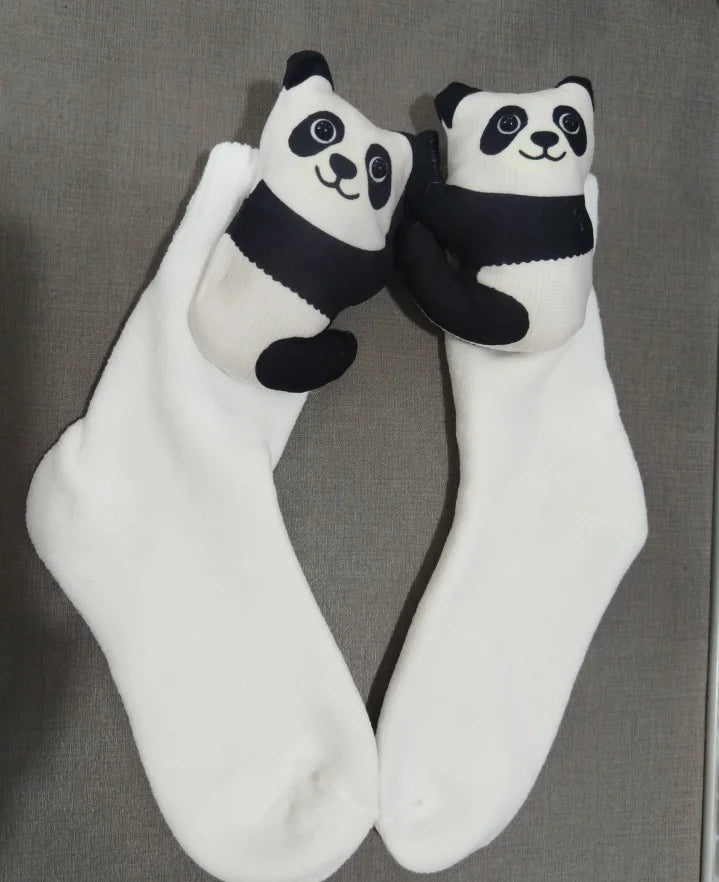 3D Knit Animal Socks Cute Floor Socks Hand Crocheted Double Layer Warm Sock with Cute Rabbit Panda Animals Christmas Gifts