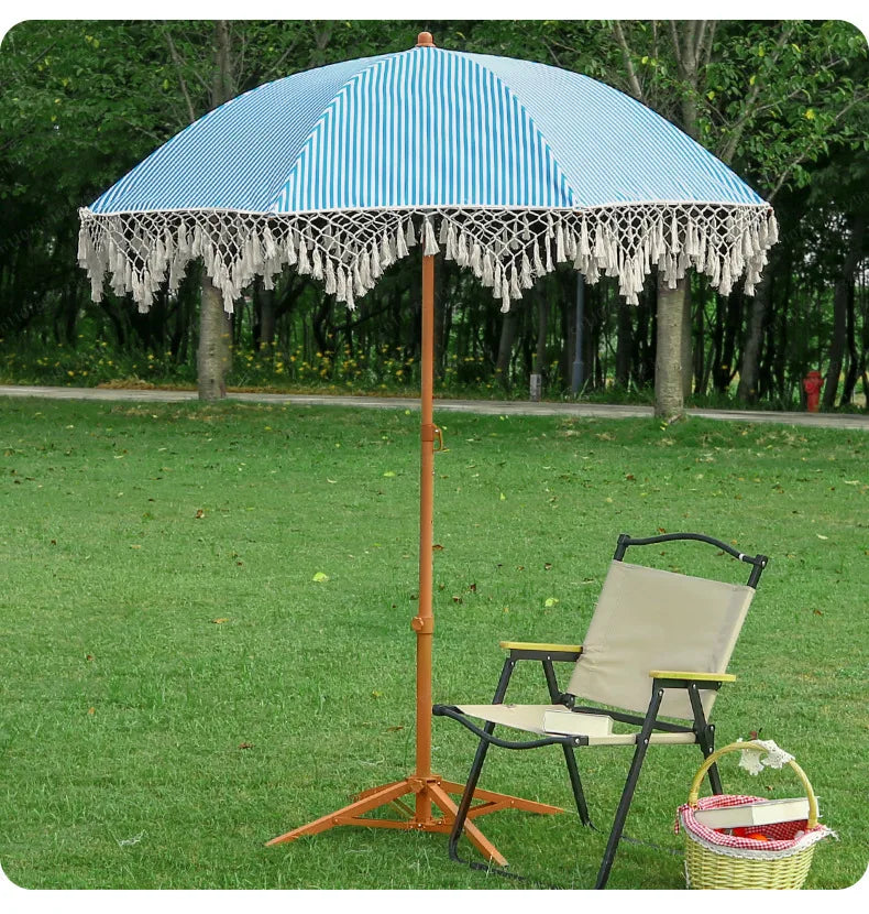 Seaside Resort Beach Umbrella Courtyard Tassel Sun Umbrella Pool Sun Protection Terrace Shade