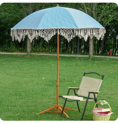 Seaside Resort Beach Umbrella Courtyard Tassel Sun Umbrella Pool Sun Protection Terrace Shade