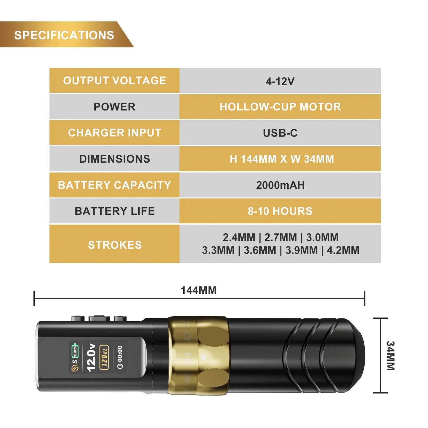 JCONLY Wireless Tattoo Pen Machine EPOCH Tattoo Machine Pen with 2pcs 2000mAh Battery for Permanent Makeup Pen Needles