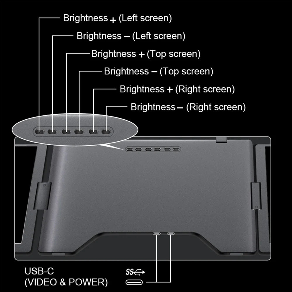 Rospider 15 inch Triple Screen Extender for Laptop HD IPS Quad Display MacBook Windows 12 to 16 inch Portable Extended Monitor