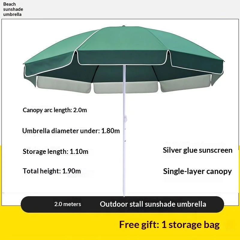 Double Layer UV Sun Shade Outdoor Patio Umbrella Commercial Market Stall Silver Coated Waterproof Heavy Duty Base Outdoor