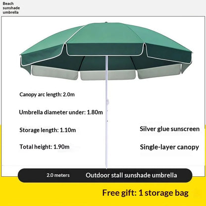 Double Layer UV Sun Shade Outdoor Patio Umbrella Commercial Market Stall Silver Coated Waterproof Heavy Duty Base Outdoor