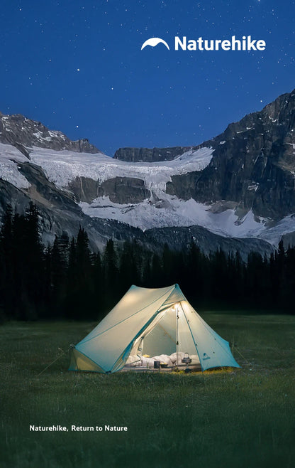 Naturehike Ultra Light Hiking Tent 2 Person Outdoor Camping Pyramid Tent 15D Nylon Waterproof Portable Backpacking Tent with Mat