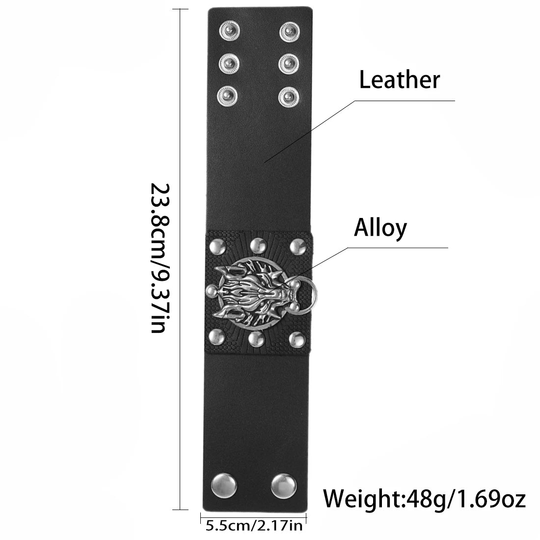 2025 Popular Jewelry Fashion Black Cuff Size Adjustable Dragon Head Pattern Charm Bracelet for Daily Wear