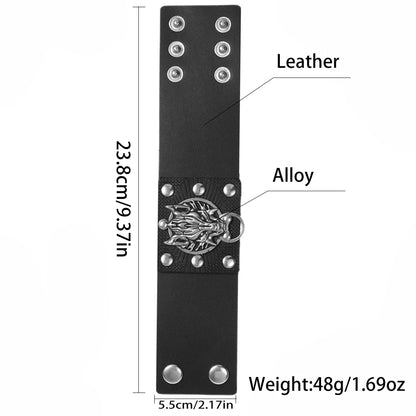2025 Popular Jewelry Fashion Black Cuff Size Adjustable Dragon Head Pattern Charm Bracelet for Daily Wear