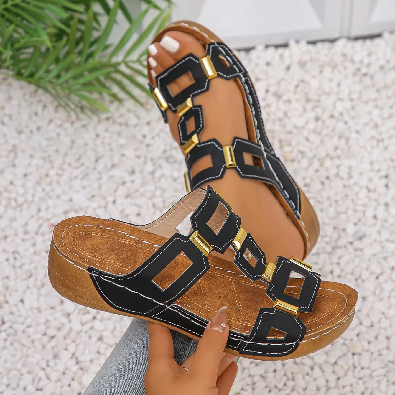New Women Sandals Roman Style Sandals Women Open Toe Beach Slippers Summer Wedges Comfortable Outdoor Slip-On Shoes Women
