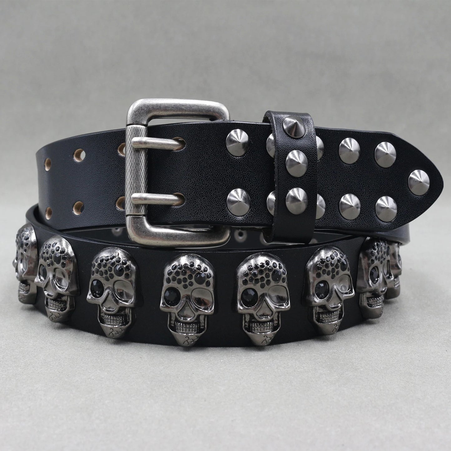 NEW Metal Rivet Cowboy Belt Genuine Leather Cowskin Men Belt Punk Rivet Jeans Belts For WOMEN Ceinture Homme Cinturones Hombre