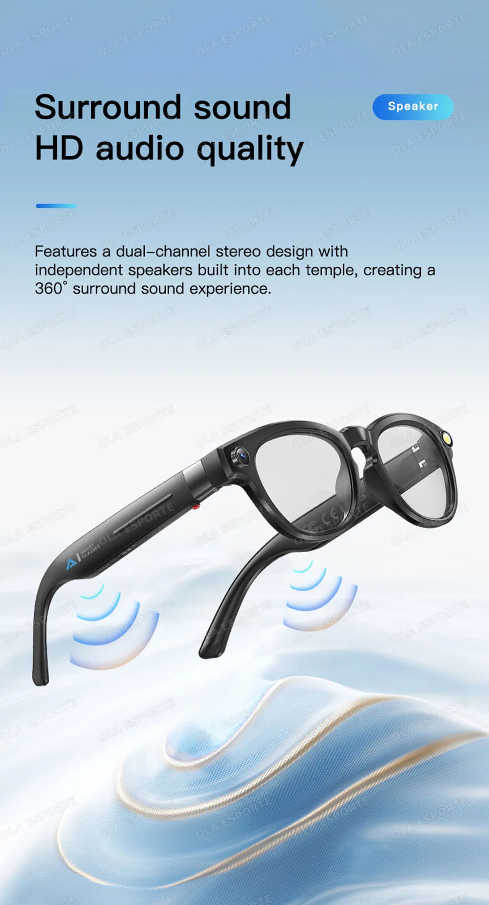 New AI Smart Glasses 4K HD Camera 32GB Memory BT Call Voice Assistant Translate Touch Control Music Player sunglasses Men Women