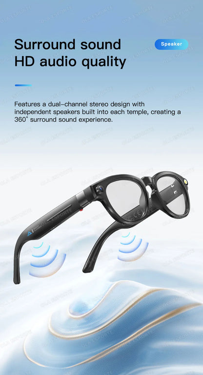New AI Smart Glasses 4K HD Camera 32GB Memory BT Call Voice Assistant Translate Touch Control Music Player sunglasses Men Women