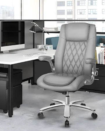 Criss Cross Chair with Wheels, 160°Big and Tall Reclining Office Desk Chair with High Back, Wide Seat, Arms, Footrest, Grey