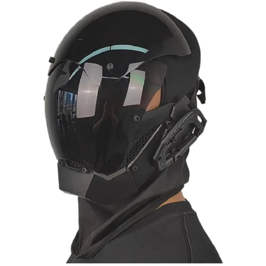Black Mask Headgear Adult Full Face Mecha Helmets Free Mask Motorcycle Equipment One Size