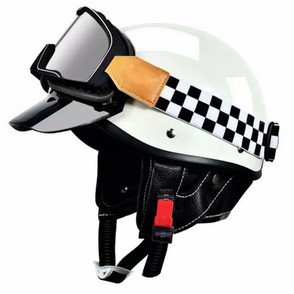 Motorcycle Helmet Half Helmet with Goggles Electric Vehicle Safety Helmet Suitable for Men and Women