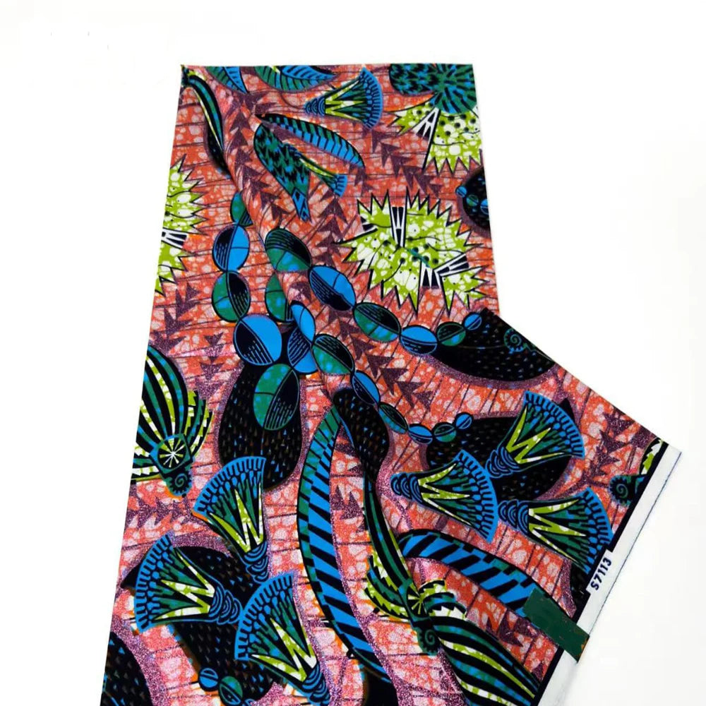 New African Wax Print Fabric Ankara Kitenge Pagne Loincloth Batik Wholesale Golden Glitter Grand 100Cotton Material For Sew 6yar