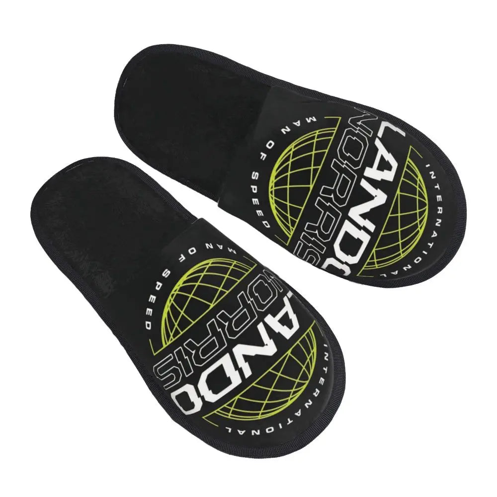 Custom British Lando Norris Racing Driver Guest Slippers for Spa Women House Slipper