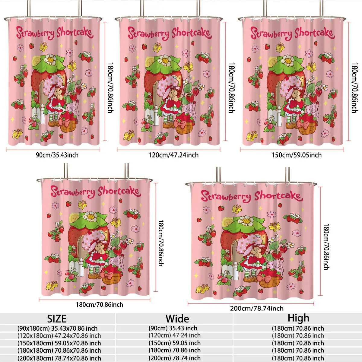 1pc Pink Cake Girl Printed Waterproof Shower Privacy Partition Shower Curtain With 12 Hooks Multiple Sizes Machine Washable
