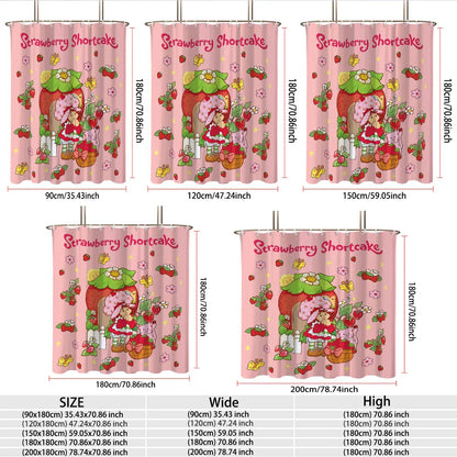 1pc Pink Cake Girl Printed Waterproof Shower Privacy Partition Shower Curtain With 12 Hooks Multiple Sizes Machine Washable