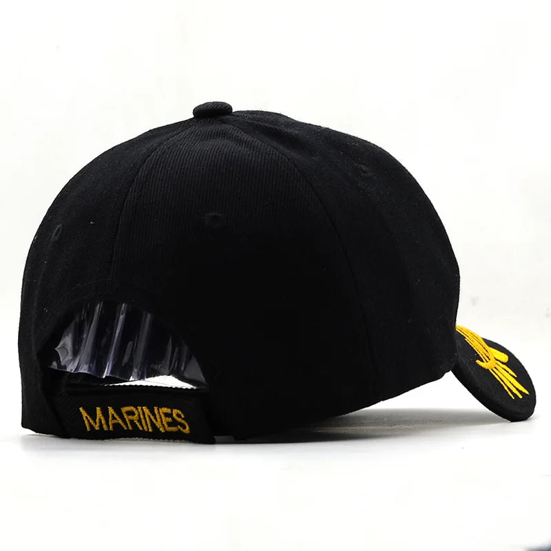U.S.Marines Baseball Cap Men USA Army Cap Military Cool Black Cap Hat for Outdoor Adjustable Navy Seal Baseball Cap