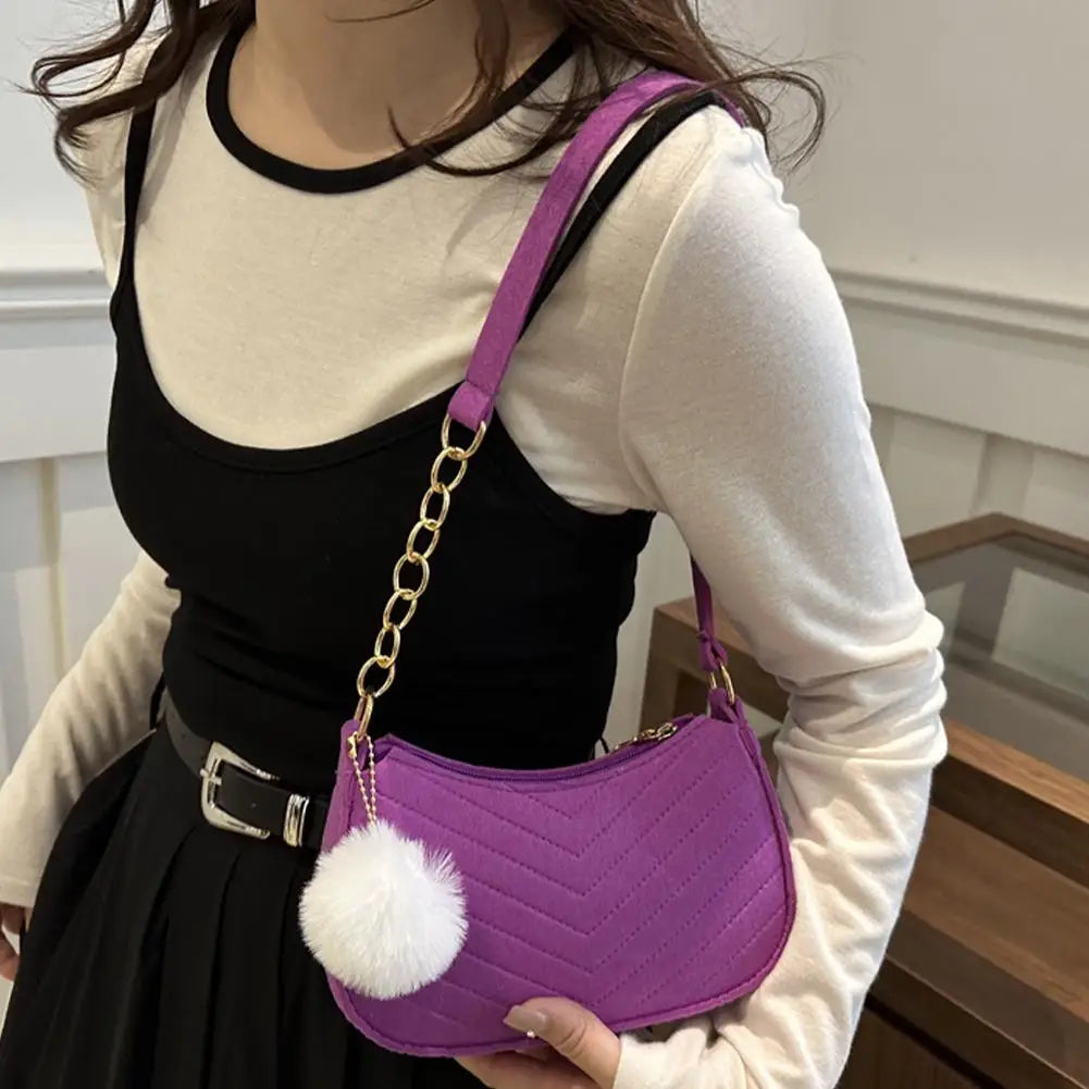 Mini Women Shoulder Bags Fashion Felt Women's Bag Design Advanced Underarm Handbags Mini Saddle Bag