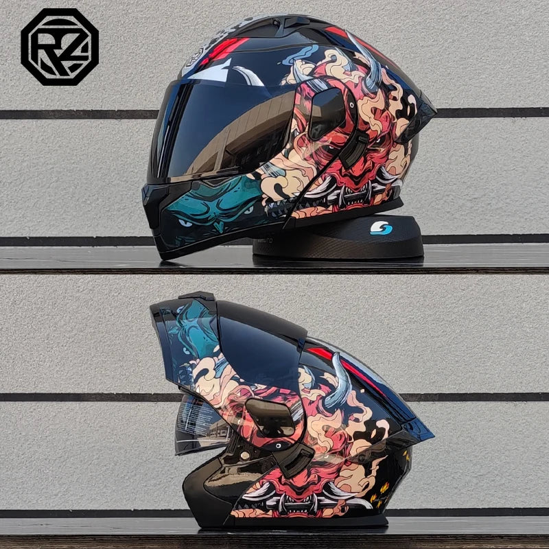2025 professional motorcycle sports flip helmet ABS material modular dual lens full face helmet DOT certification