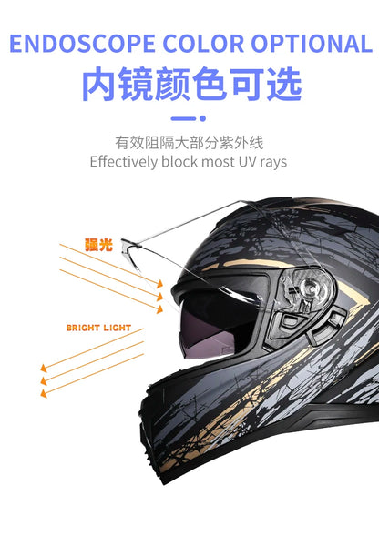 Motorcycle helmet, men's and women's dual lens full face helmet, motorcycle sports car, all season full face helmet