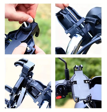 1 Pcs Super stable Motorcycle Handlebar Phone Holder 360 Degree Rotating Motorcycle Navigation Shock-proof Phone Stand Bracket