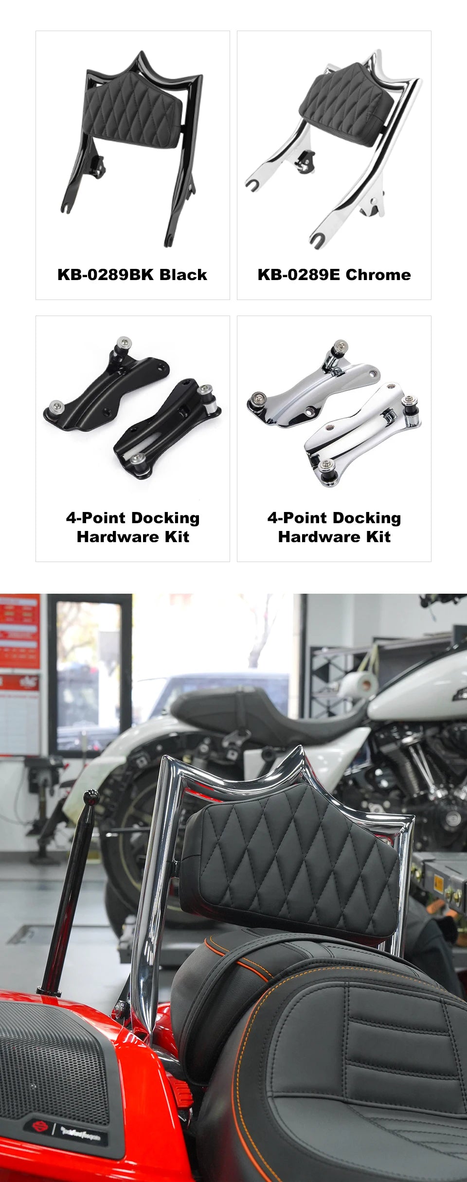 1.25inch El Rey Backrest Fit HD Touring Motorcycle 121CVO/117 Road Glide Street Glide Classic Passenger Backrest