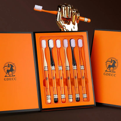 6 pieces/box high-end gift box adult manual toothbrush oral care soft bristled cleaning male and female universal home cleaning