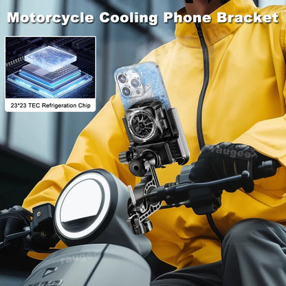 Motorcycle Cooling Phone Holder Mobile Phone Bracket 360° Rotation Shock-Resistant Navigation Cycling Cooling Stand Holder
