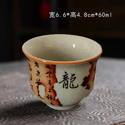 Vintage Teapot Ceramic Dragon Tea Kettles Home Office Kungfu Teaware Cups Set Chinese Tea Infuser Handmade Teacups