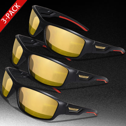 3 Pairs Polarized Fishing Sunglasses Men Camo Military Style UV400 For Cycling Riding, Running, Fishing And Driving