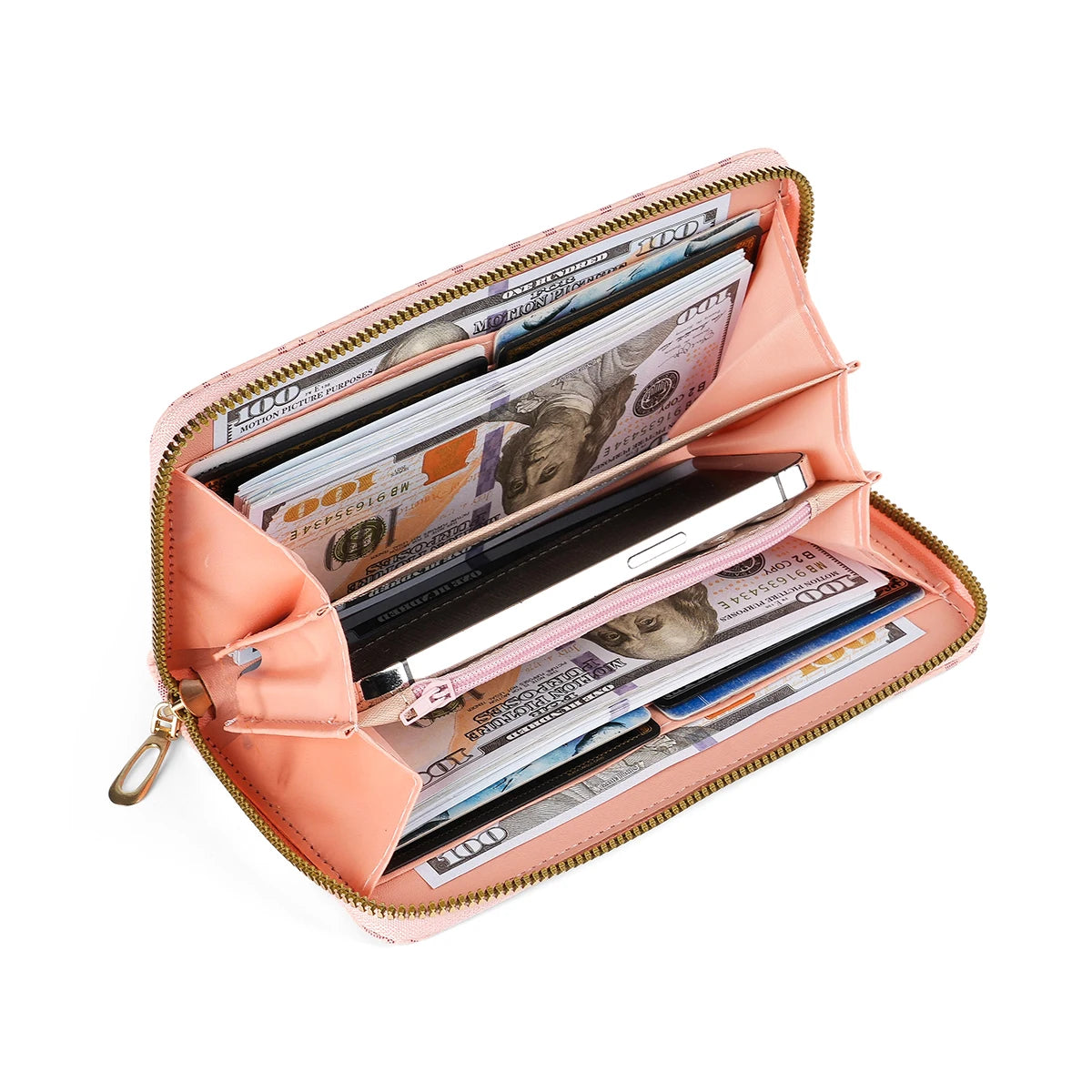 Women's Wallet Single Zipper Floral Letter Print Fashionable Coin Purse Compact Money Holder