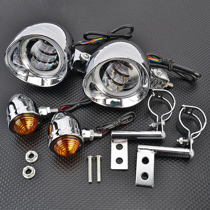 Motorcycle Driving Passing Fog Spot Light Turn Signal Lamp For Cruisers Choppers Cafe Racers Custom Honda Suzuki LED Fog Light