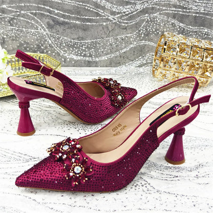 New Arrival African Women Shoes Decorated with Rhinestone Shoes for Women 2025 Designer Luxury Plus Size 43 Wedding Shoes Bride
