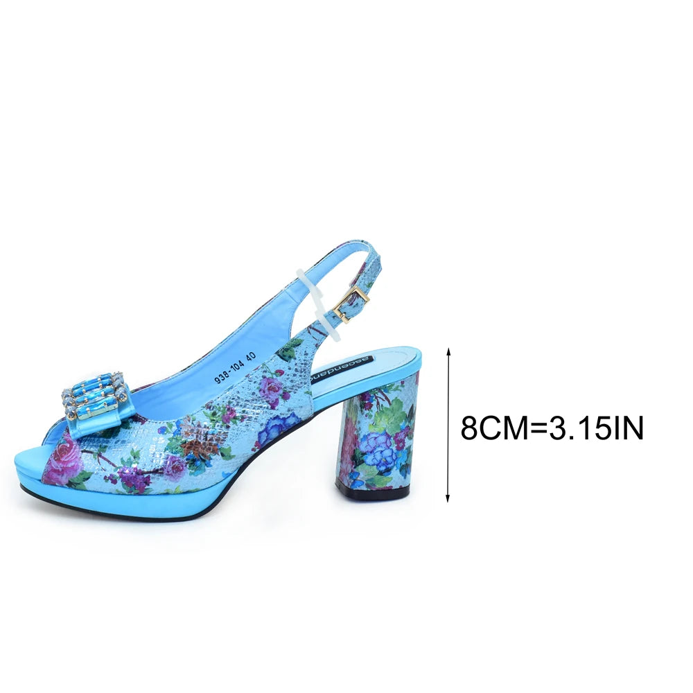 New Arrival Italian Shoes with Matching Bags for Nigeria Women Luxury Shoe and Bag Set for Party in Women Rhinestone Party Pumps