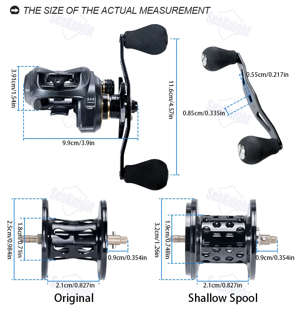 SeaKnight Brand FALCAN IV 5.4:1 185g Lightweight Baitcasting Fishing Reels Carbon Fiber Drag Brass Gear Power Fishing Reel
