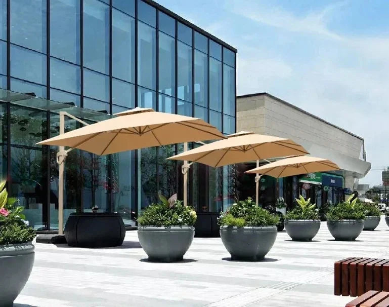 Garden Parasol Large Beach Patio Picnic Umbrella Patterned Outdoor Patio with Led Light Solar Base Wholesale Dropshipping