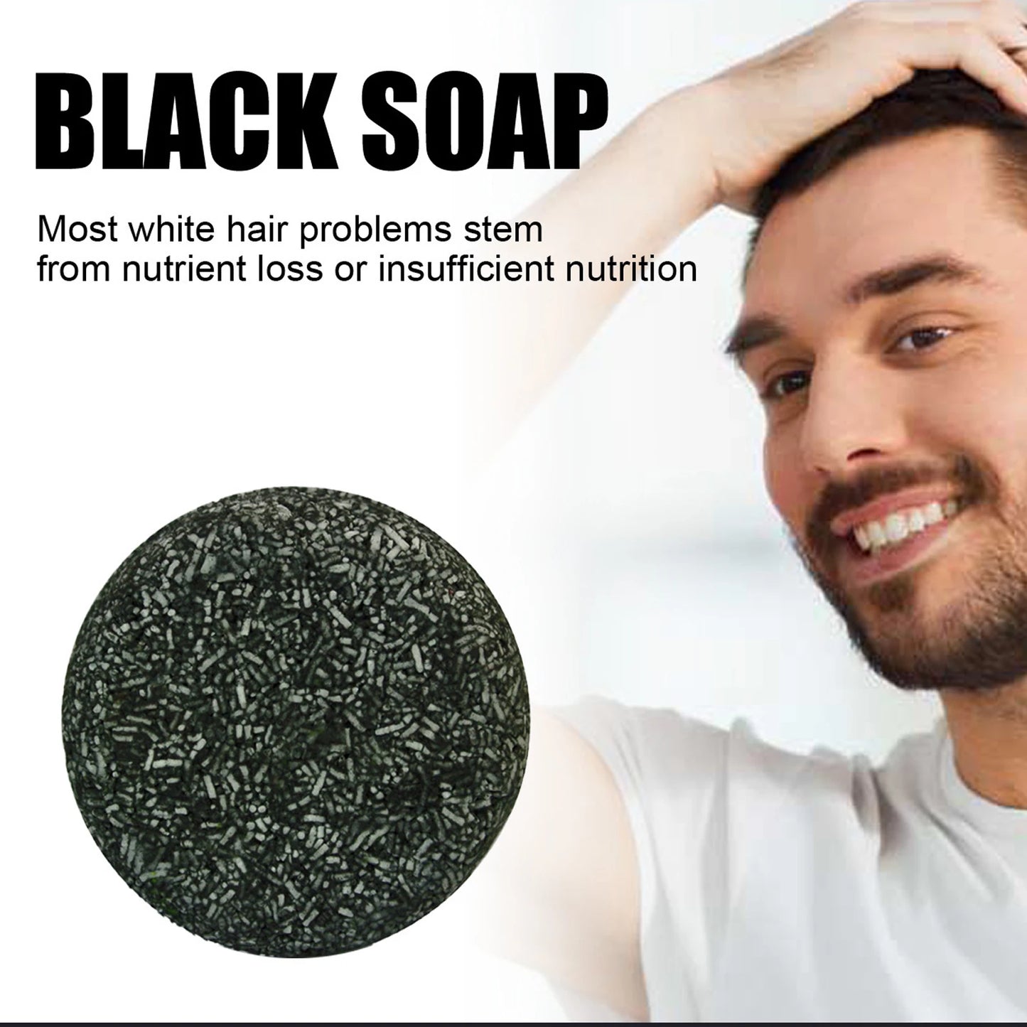 Eelhoe Black Hair Shampoo Soap Repair Gray White Keep Nourish Roots Non irritating Anti Dandruff Deep Clean Hair Darkening Soap