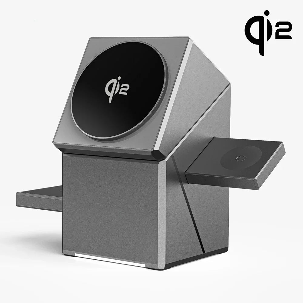 New 15W Qi2 3 In 1 Touch Autorotation Magnetic Wireless Charger For Android iPhone iWatch Magsafe Fast Charging Dock Station