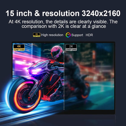 HAILESI Mobile Monitor 15inches 4K 3240x2160 Touch Panel 3:2 Screen Ratio High Brightness 450 nits IPS Gamut HDR Ultra-thin