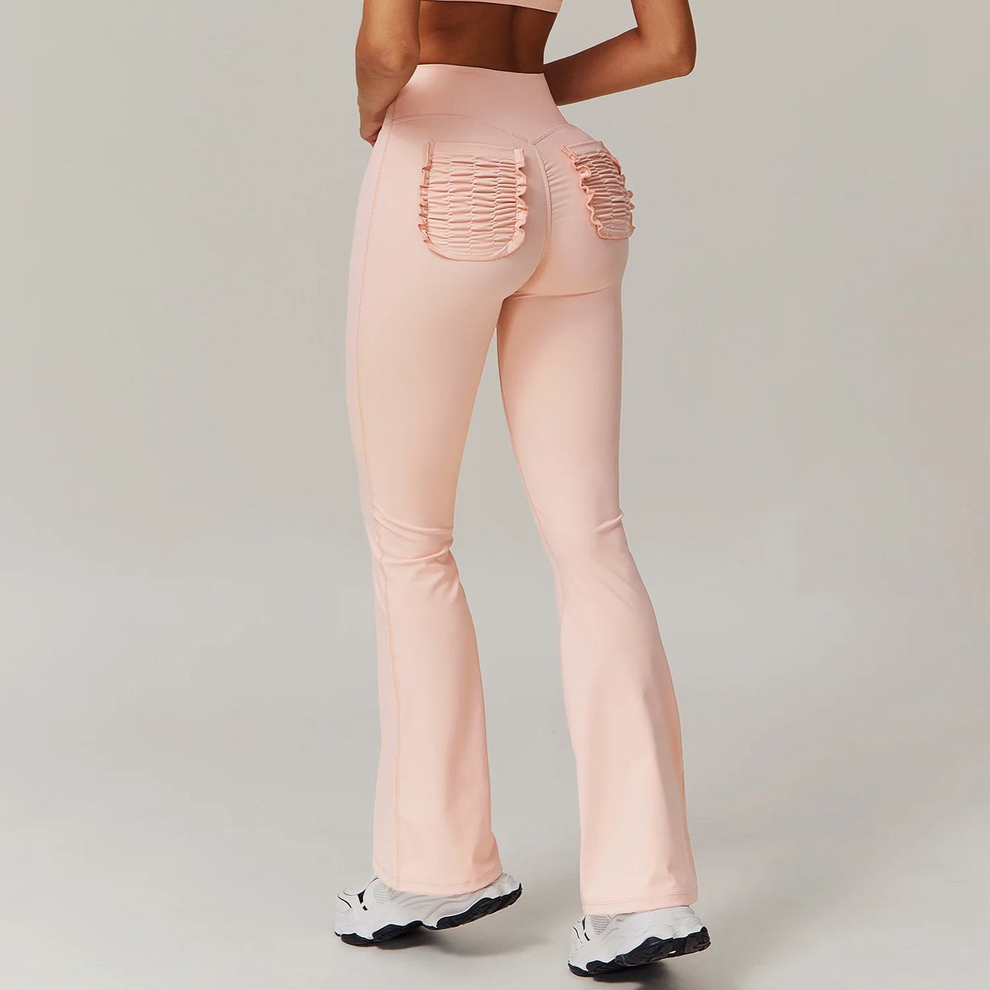 High Waist Hip Lift Naked Yoga Pants Running Fitness Wide Leg Flared Pants Casual Sports Pants Leggings Sport Women Fitness