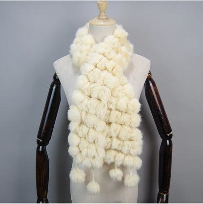Women Winter Warm Real Rabbit Fur Scarf Hot Sale Natural Rabbit Fur Muffler 2025 Lady 100% Genuine Fur Scarves Wholesale Retail
