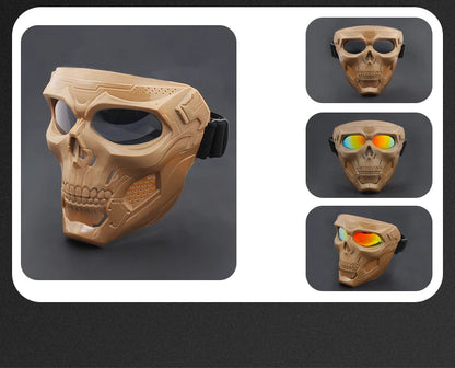 Skull Mask Motorcycle Mask Bicycle Riding Windproof Full Face Skeleton Protective Mask Colored Goggle Tactical Cycling Bike