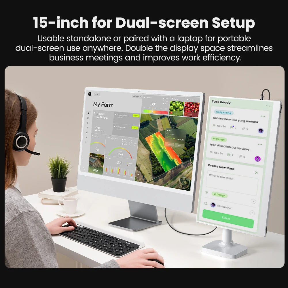 UPERFECT 15.6" Portable Monitor Travel Monitor For PS5 Switch Computer Laptops Mobilephone 1080P Ultra Slim Screen Extender With Built In Stand