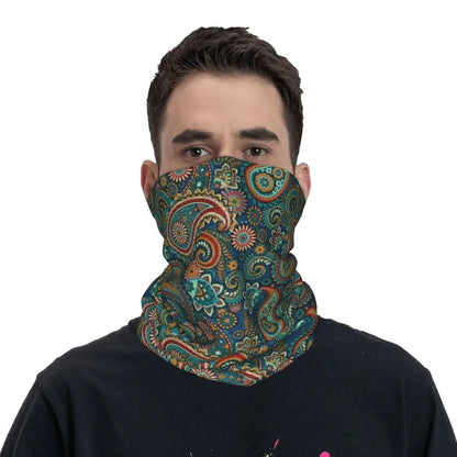 Custom Black Bandana Pattern Bandana Neck Gaiter for Hiking Cycling Women Men Wrap Scarf Paisley Style Headband Warmer