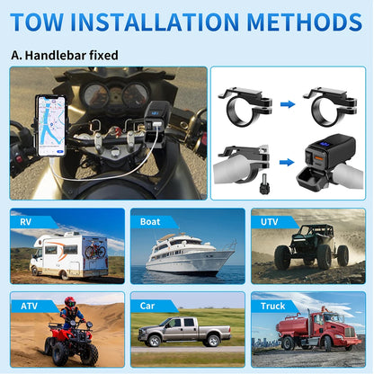 PD QC3.0 Motorcycle USB Fast Charger 60W Handlebar Dual USB Socket with Switch Voltmeter Waterproof 12V Power Supply Adapter